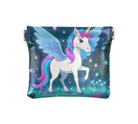 Amooorous Carino Carino Bianco Arcobaleno Unicorni Donna Piccolo Cuoio Moneta Borsa Carino Tasca Borsa Trucco per le Donne, Unicorni arcobaleno bianco carino cartone animato, 1 size