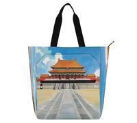 Amooorous Carino carino borsa tote decorativa per bambini studenti adulti modello cartone animato antica Cina borsa scuola impermeabile con tasche con cerniera per la scuola, lo shopping