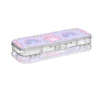 Amooorous Carino Cartoon Bear Star Viola Pesca Progettato Cancella Matita Box Plastica Doppio Strato Hard Penne Custodie Per Forniture di Cancelleria Con Coperchio A Scatto