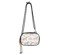 Amooorous Carino Cartoon Bianco Arcobaleno Unicorni Nero Crossbody Bag Uomini Moda con Slot per Carte di Credito Borse Laterali Avere un pasto bolso impermeabile para mujer