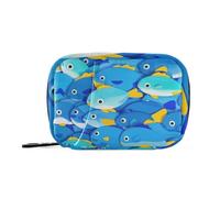 Amooorous Carino Cartoon Fish Blue medicina borse con scomparti staccabili portatili pillola casi organizzatori per borsa