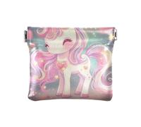 Amooorous Carino Cartoon Unicorni Colorati Scintille Stelle Piccolo Portamonete in Pelle Fancy Change Portafoglio per le Donne, carino cartone animato unicorni colorati scintilla stelle, 1 size