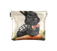 Amooorous Carino Nero Happy Easter Bunny Carota PU Leather Piccolo Portamonete Comodo Mini Card Holder Portafoglio per Uomo Donna Viaggio, Carino nero Happy Easter Bunny carota, 1 size