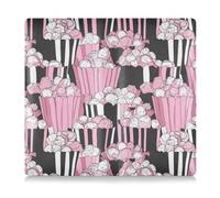 Amooorous Carino Popcorn in pelle PU rosa nero con porta carte di credito e carte di assicurazione per documenti, patente di guida, chiavi di contatto, Popcorn carino cartone animato nero rosa, 1 size
