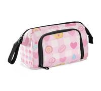 Amooorous Carino Rosa Dolci Linea di Carattere Matita Sacchetto Grande Capacità Borse con Cerniera Portatile per Teen Cosmetici
