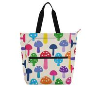 Amooorous Carino Tote Decorativo Carino per Ragazzi e Ragazze Adulti Sagoma Fungo Cartone Animato Grande Borsa Da Libreria Borsa Della Scuola Shopping Spiaggia