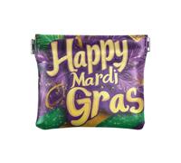 Amooorous Carnevale Mardi Gras Giallo Viola Maschera Donne PU Pelle Portamonete Comodo Mini Makeup Bag per le Donne, Carnevale Mardi Gras maschera gialla viola, 1 size