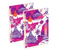 Amooorous Carta a righe formato A5 The Orange Eiffel Tower The Statue Of Liberty 21,1 x 14,5 cm, rilegatura a spirale, 60 fogli per scuola e ufficio, confezione da 2
