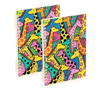 Amooorous Carta per notebook a righe formato A5 Giraffe Doodle Art 21,1 x 14,5 cm, resistente all'usura, quaderno a spirale a soggetto singolo, 60 fogli per lavoro e onfezione da 2
