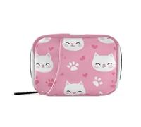 Amooorous Cartone animato carino bianco San Valentino gatto medicina borse per le donne con scomparti staccabili riutilizzabile farmaco caso da viaggio per borsa