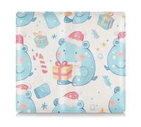 Amooorous Cartone animato carino blu Natale ippopotamo PU pelle auto registrazione e assicurazione titolare auto essenziali per carte, documenti essenziali, patente di guida veicolo documenti