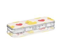 Amooorous Cartone animato carino giallo anatra amore progettato scatola di plastica per matite doppio strato duro penne caso per cancelleria con scatto e coperchio