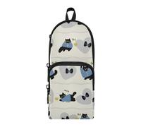 Amooorous Cartone animato carino nero gattino cattivo nylon 3 scomparti astuccio per bambini grande capacità astuccio per ragazzi scuola cancelleria per infermiere scuola media 1600 ml