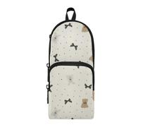 Amooorous Cartone animato Carino Orso e Fiocco Nylon 3 Scomparti Matite Sacchetto Con Manico Grande Capacità Astucci di Cancelleria Borsa per Le Donne Preppy School 1600ml