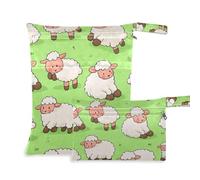 Amooorous Cartone animato carino pecora bianca borse a prova di disordine per la spiaggia 2 Pack essenziale da viaggio per volare con maniglie per palestra, spiaggia