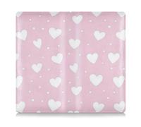 Amooorous Cartone animato carino rosa cuore di San Valentino Premium in pelle auto registrazione e assicurazione titolare carta prefetto auto essenziale portafoglio per documenti essenziali, patente