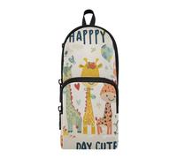 Amooorous Cartone animato Giraffe Land Nylon 3 Scomparti Matite Borse Per Ragazzi Studio & Astuccio Multifunzionale Con Scomparti Cancelleria Borsa per Adulti Scuola Preppy 1600ml