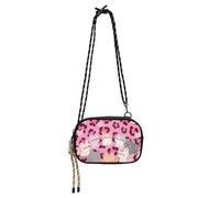 Amooorous Cartone animato Rosa Leopardo Gatti Bowtie Mini Crossbody Bag Donna Moda con Slot per Carte di Credito Mini Borsa A Tracolla Per Escursionismo Viaggio bolsas de mano para mujer