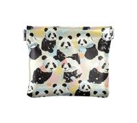 Amooorous Cartoon Bianco e Nero Cool PandaPU Cuoio Piccolo Coin Fancy Organizzazione Sacchetti per Uomo Donna Viaggio, panda freddo bianco e nero dei cartoni animati, 1 size