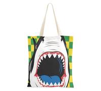 Amooorous Cartoon Bianco Shark Canvas laptop tote bag per le donne con manici Tela Shopping Tote Borse di Tela per lo shopping Bolsa de lona