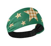 Amooorous Cartoon Checkered Plaid Stelle Verde Antiscivolo Fasce in tessuto per le donne Elastico testa fasce per il sudore per le donne per l'escursionismo Corsa Atletica Sport cintas para el pelo de