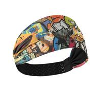 Amooorous Cartoon Collage no slip sport fasce per le donne Elastiche sudate bande per la Palestra Atletica Sport escursionismo bandas para el sudor
