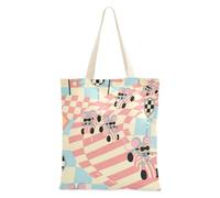 Amooorous Cartoon Cute Animal Car Plaid Red Womens Canvas Tote Bag con manici Tote Bag Con Tasche Riutilizzabili Borse di Tela per Viaggiare Bolsa de lona
