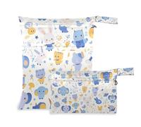 Amooorous Cartoon Cute Blue Elephant borse impermeabili per costumi da bagno 2 Pack elementi essenziali da viaggio per bambino con maniglie per yoga, piscina