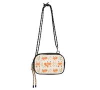 Amooorous Cartoon Cute Orange Fox Mini Crossbody Bag per gli uomini impermeabile con slot per carte di credito piccole borse Fai una passeggiata bolso de mano para mujer