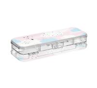 Amooorous Cartoon Cute Pastel Clouds Progettato Clear Pencil Box Plastica 2 Layer Matita Contenitori Per Forniture Artistiche Con Snap E Coperchio