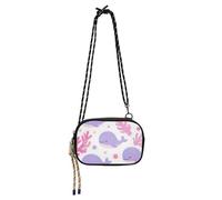 Amooorous Cartoon Cute Purple Whale Cross Body Borsa per Uomo Trendy con Cinghia Regolabile Borse Laterali Fai una passeggiata carteras para mujer originales