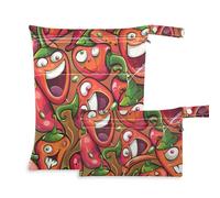 Amooorous Cartoon Evil Halloween Red Chili borse impermeabili per viaggio 2 Pack elementi essenziali da viaggio per bambini con maniglie per asilo nido, bagno