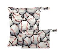 Amooorous Cartoon Sport Baseball borse riutilizzabili per pannolini 2 Pack borsa per pannolini articoli essenziali con maniglie per pannolini per bambini, asilo nido