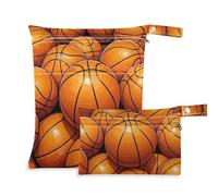 Amooorous Cartoon Sports Basketball Zip Wet Dry Bag 2 Pack Travel Essentials per volare con manici per spiaggia, asilo nido