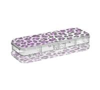 Amooorous Cheetah Fur Skin Gradient Viola Progettato Matita Plastica Scatola Trasparente Doppio Deck Penne Marker Case Per Bambini Con Coperchio
