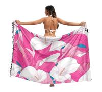 Amooorous Chic Vintage Calla Lily Hot Pink e White Coverups per le donne costume da bagno morbido copricostume da bagno da donna 114,3 x 177,8 cm
