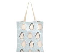 Amooorous Childish Penguin Grigio Beige Media Canvas Tote Bag con manici Tote Bag Piccola Tela Grocery Tote per lo Shopping Bolsa de lona