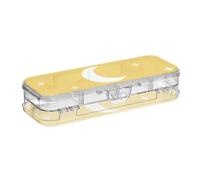 Amooorous Childish Star and Moon Yellow Color Progettato Scatola di Plastica Per Matite Doppio Deck Penne Custodie Per Bambini Con Snap-Tight Coperchio