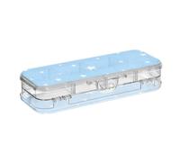 Amooorous Childish Star blu progettato trasparente matite box doppio strato penne caso duro scatole per bambini con coperchio a scatto