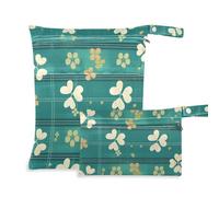 Amooorous Clover Green Stripe impermeabile sacchetto bagnato 2 Pack essenziale da viaggio per bambini con manici per viaggi e viaggi