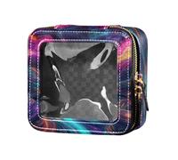 Amooorous Color Dream, trousse in pelle trasparente fluorescente con stella fiume e stelle, piccola borsa cosmetica per volare, Fiume stella fluorescente sogno colore, 1 size