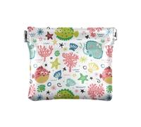 Amooorous Colorato Bella Vita Marina Hawaiian FishPU Pelle Piccola Moneta Fancy Chiusura Portafoglio Titolare di Carta per le Donne, Colorato Bella Marine Life hawaiano pesce, 1 size