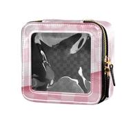 Amooorous Colorato irregolare Check Cute Makeup Case Bag Clear Leather Toiletry Bag Leather Cosmetic Bag per il viaggio, Controllo irregolare colorato, 1 size