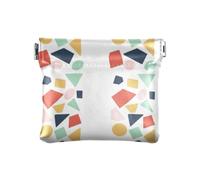 Amooorous Colorato motivo geometrico ParadiseWomen's Small Leather Change Purse Fancy chiusura portafoglio porta carte per uomo donna viaggio, Colorato disegno geometrico paradiso, 1 size