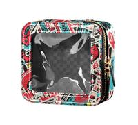 Amooorous Colorato Trendy Hip Modelli Personalizzati Mini Trasparente Trucco Sacchetto di Trucco Trasparente Viaggio Toiletry Bag Cuoio Sacchetto Cosmetico per le Donne, Modelli personalizzati