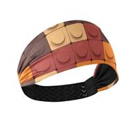 Amooorous Colore marrone Building Blocks antiscivolo donne fasce moda elastico fasce per la testa per le donne per Yoga lavaggio viso tennis banda para el cabello