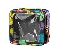 Amooorous Colorful Doodle Paw Prints Clear Piccola borsa per il trucco per borsa Borse da viaggio per articoli da toeletta Borsa per la cura della pelle per viaggio, stampe colorate di zampa di