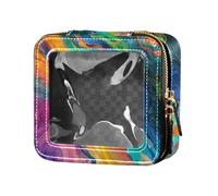Amooorous Colorful Flow Glow Cute Makeup Case Bag Trasparente Impermeabile Viaggio Toiletry Bag Portatile Make Up Organizer per Volare, Flusso luminoso colorato, 1 size