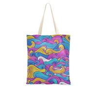 Amooorous Colorful Onde Linee Disegnato A Mano Doodle Stile Tela Tote Bag con manici Tote Bag Bulk Canvas Shopping Bags per Insegnanti Bolsa de lona