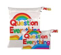 Amooorous Colorful Question Everything borse con cerniera per bambino Confezione da 2 elementi essenziali da viaggio per bambini con manici per spiaggia, viaggio